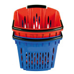 Купівельні кошики для супермаркету з колесами PLAST 38 RED